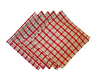 5 Pier 1 One Red & Green Plaid Cotton Napkins 19x19 Christmas Holiday Farmhouse
