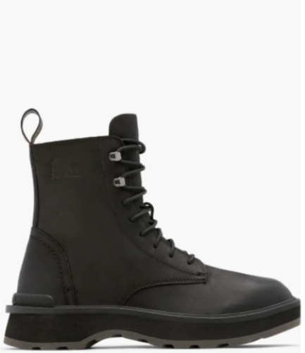 Sorel Hi-Line Schnürstiefel Damen Kampfstiefel schwarz Jet Größe 7 Leder neu Moto - Bild 2 von 6
