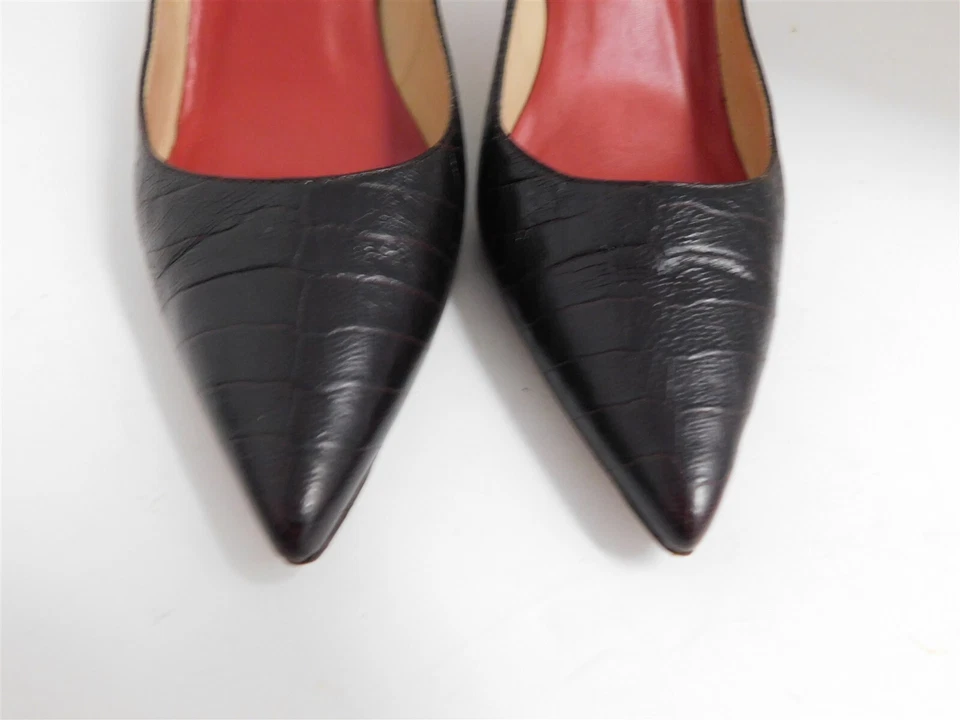 Carolina Herrera Brown Alligator Embossed Leather Pumps 37 - Image 4 of 4