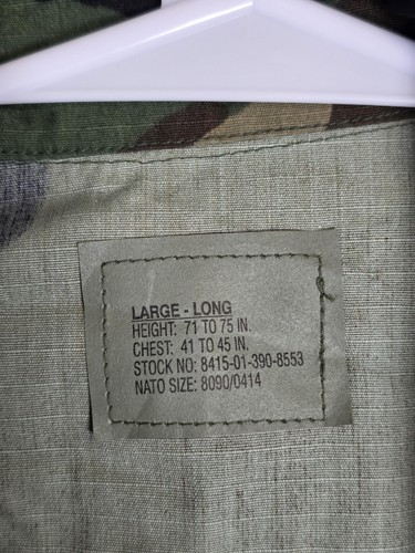 VINTAGE USGI BDU Jacket Mens Large Long Woodland Camo Ripstop Military Field 00s - Picture 2 of 10