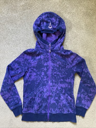 Girls Ivivva Size 12 Purple & Black Zip Up Heavyweight Hoodie