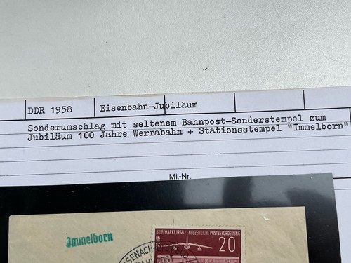 DDR Bahnpost 100 Jahre Werrabahn Bahnpoststempel Immelborn 2.11.58 - Bild 4 von 6