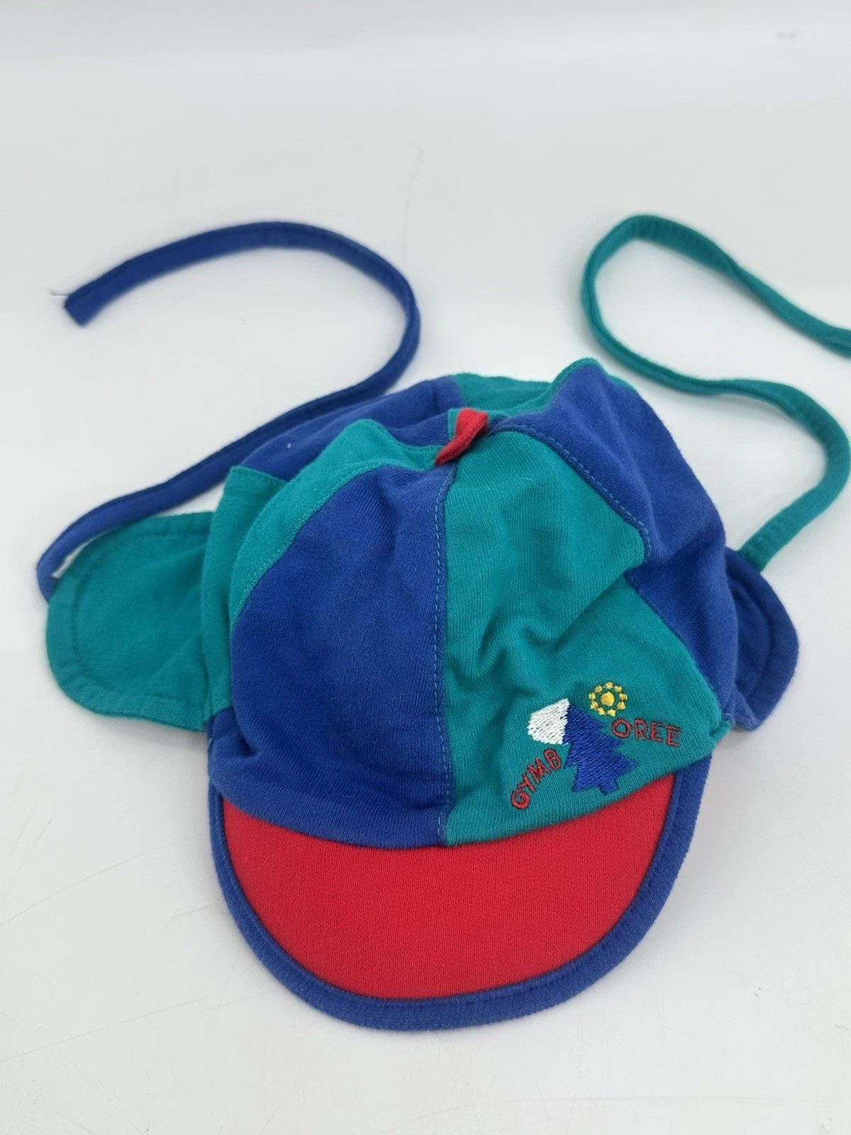 Vintage Gymboree Colorblock Ear Flap Hat Baby Toddler Blue Green Red 90s