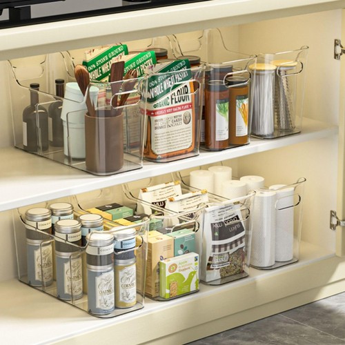 Contenedores altos y estrechos transparentes con divisores, contenedores de plástico para organizar la cocina... - Imagen 2 de 5