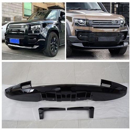 Front Bumper Lip Chin Spoiler Splitters Diffuser For Defender 2020-2024 Black - Picture 2 of 15