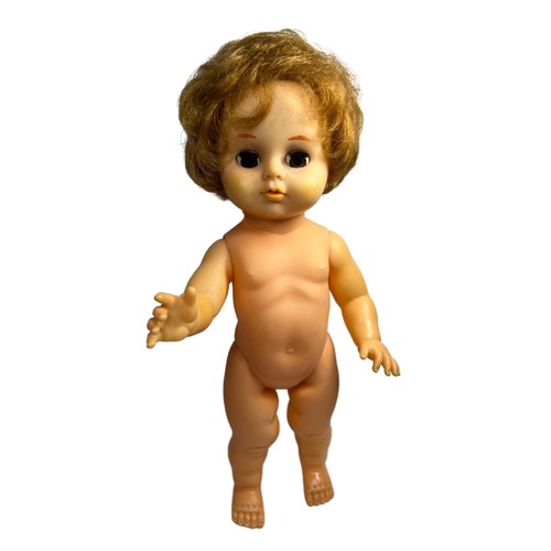 Japanische Babypuppe 11 Zoll Augen öffnen & schließen bewegliche Arme/Beine lockiges Haar Vintage - Bild 2 von 4