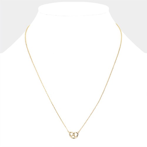 NEW SECRET BOX 14K GOLD DIPPED Mini Fast Food Pretzel Charm Minimalist Necklace - Picture 2 of 2