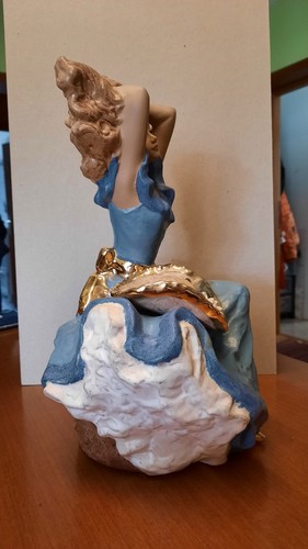 STATUA DONNA Ragazza Fiori Ceramica Porcellana NADAL h. 30cm Spain Valencia - Foto 3 di 13