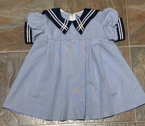 Vintage Little Evie Size 3T Blue Sailer Dress Nautical Style Made In The USA - Picture 1 of 8