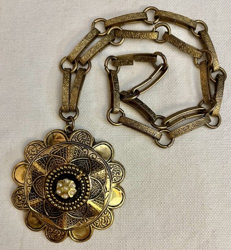 Vintage Nachlass Jugendstil Stil Maß Floral Statement Anhänger & Halskette