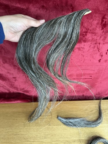 JUEGO DE PELO DE CABALLO MECEDOR PARA RESTAURAR SAL PIMIENTA SOBRE PIEL MELENA/COLA/CERRADURA DELANTERA - Imagen 3 de 10