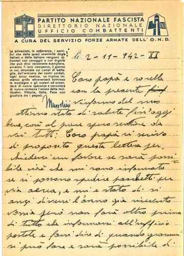 PARTITO FASCISTA POSTA MILITARE 54-BUSTA+LETTERA DESTINAZIONE VITTORIA (RG) 1942 - Picture 2 of 3