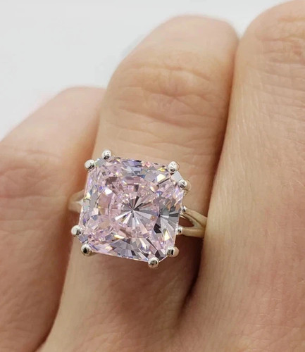 7.00 Ct Ct Radiant Natural Pink Sapphire Engagement Wedding Ring 18K White Gold - Picture 8 of 13