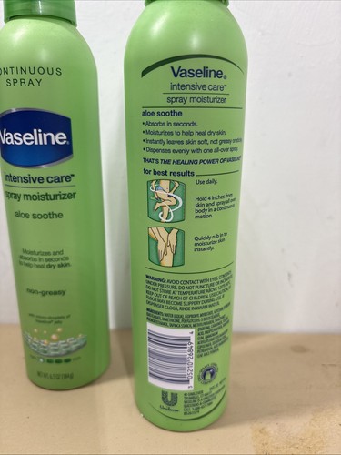 2 x Vaseline Intensive Care ALOE SOOTHE Spray Moisturizer Non-Greasy 6.5 oz Each - Picture 2 of 2