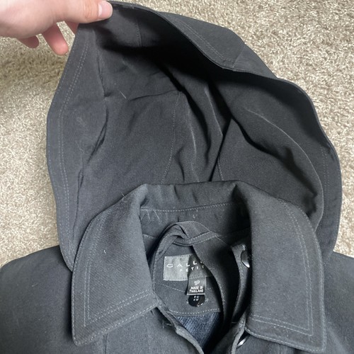 Vintage 90s Gallery Black Maxi Rain Trench Raincoat - Women’s Size 1P - Picture 8 of 17