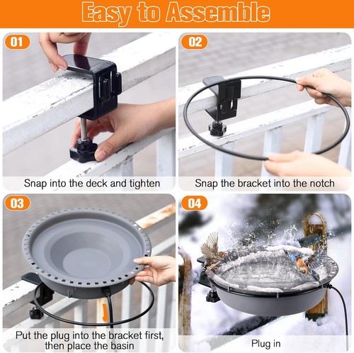 Saillong Beheizte Vogeltränke, 75W Vogeltränke Durchlauferhitzer mit Thermostat... - Bild 6 von 7