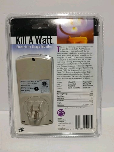 P3 International Kill-A-Watt Electricity Usage Monitor Model P4400 SEALED - Picture 2 of 2