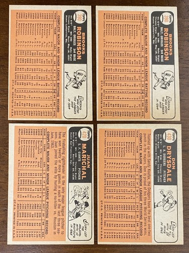 (4) 1966 TOPPS BASEBALL KARTEN BROOKS ROBINSON, DRYSDALE & MARICHAL EX-NM LESEN - Bild 2 von 21