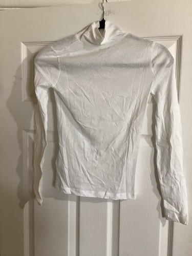 J. Crew Tissue Turtleneck Crepe Long Sleeve T-shirt White XXS - Picture 2 of 5