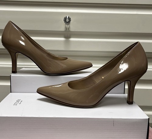 East 5th Tan Nude Patent Leather 3" Heel Pumps Memory Foam Sz 8 EUC Wore1x - Picture 2 of 8