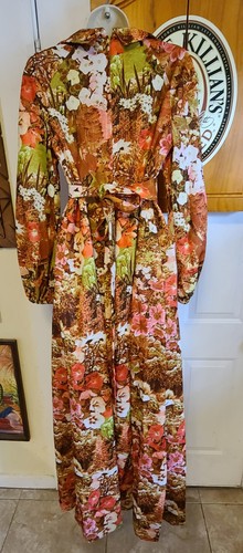 Maxi Vestido Floral De Colección Años 70 Manga Larga Abullonada Corbata Cintura Para Mujer M-L Cottagecore - Imagen 3 de 20