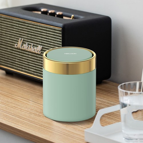Mini Trash Can with Lid, Desktop Small Trash Can Recycling Bin Cute Metal Gar... - Picture 4 of 6
