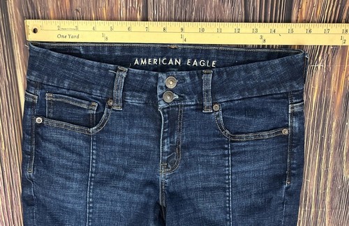 American Eagle ๐บ Stivali curvy kick jeans scuro donna taglia 8 regular elasticizzati - Foto 3 di 12