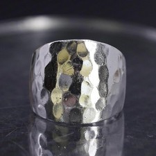 size 8.25, vtg Mexican Sterling silver ring, 925 wide hammered textured band