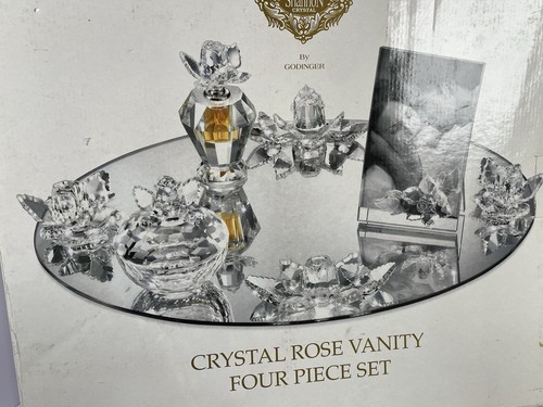 Vintage Godinger Shannon Kristall 4-teiliges Rose Waschtisch Set-in Box EE-3-1 - Bild 3 von 10