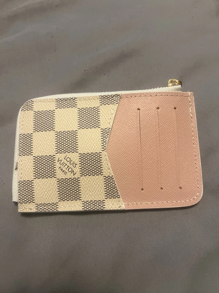 Cartera de Diseñador Rosa y Blanco con Cremallera Dorada Diseño Estampado a Cuadros V1 Foto 3 de 4