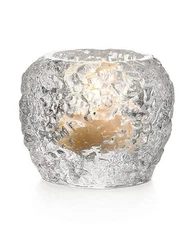 Simon Pearce LoveYourBrain Snowball Tealight Holder Handblown Textured Glass
