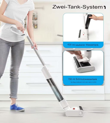 Nass-Trocken-Akkusauger Wischsauger Kabellos mit Akku 4-in-1 Staubsauger und Mop - Bild 2 von 9