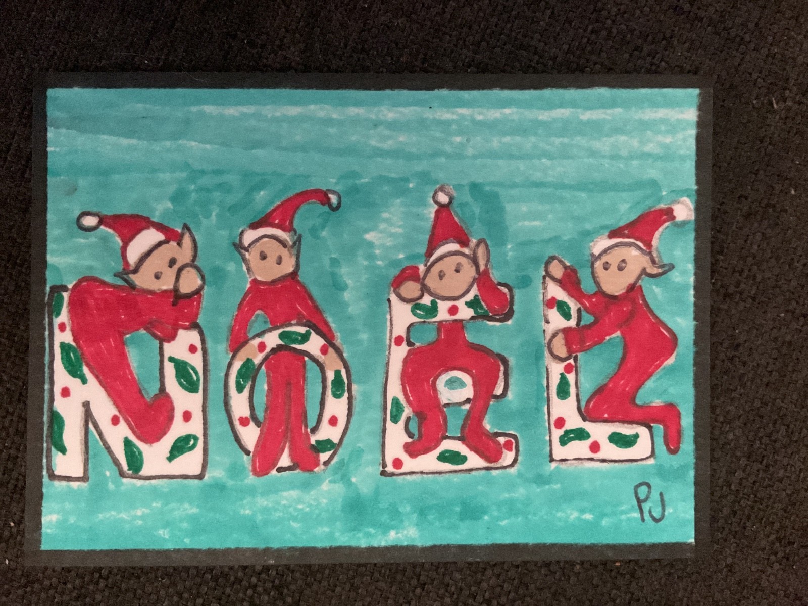 ACEO watercolor art by PJ, art card 2.5 x 3.5: Noel