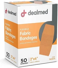 "Dealmed 2"" x 4"" Flexible Fabric Adhesive Bandage, Box of 100 "
