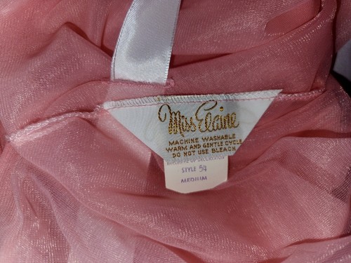 NEW VTG Miss Elaine M Pink Nightgown Sheer Chiffon Lace Long Sheer Full swing - Picture 2 of 19