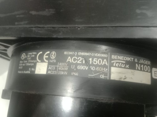 TELUX Benedikt & Jäger Telux N100 Schalter 150A 690V | Made in Austria - Bild 3 von 5