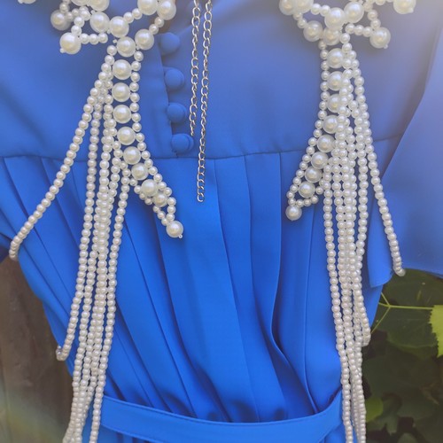 Pearl Body Chain Bra Fashion Shoulder Necklace Body Jewelry Adjustable NEW NIB - Picture 10 of 19