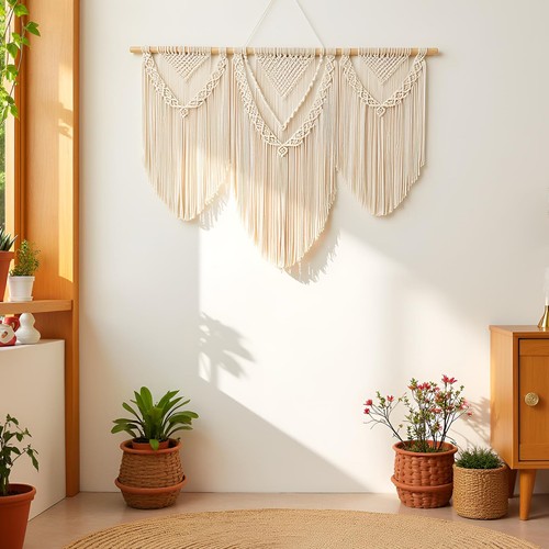Macramé grande colgante de pared - Tapiz Boho Macramé decoración de pared arte - Bohemio elegante... - Imagen 3 de 8