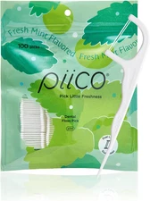 Piico Xylitol Floss Picks, 100 Count - Unbreakable, Shred-Resistant, Resealable,