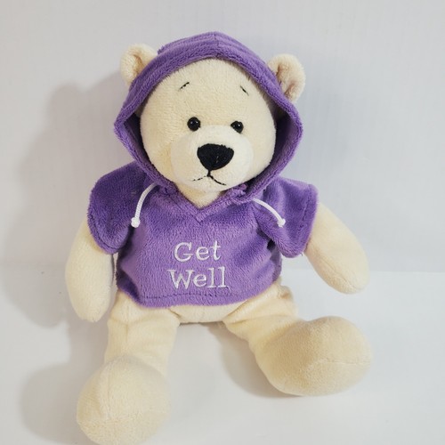 Ganz GET WELL Purple Hoodie Teddy Bear Plush 10" Stuffed Animal  - Picture 2 of 9