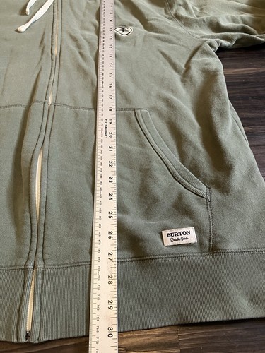Burton Hoodie Full Zip Up Sweatshirt Jacket Size XL GREEN Snowboarding XLong - Afbeelding 10 van 10