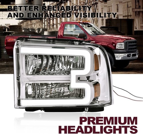 Scheinwerfer Montage mit LED DRL Leiste kompatibel mit 2005 2006 2007 Ford F250... - Bild 2 von 9