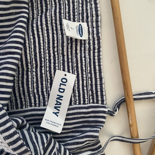 Old Navy Dress Large Blue White Striped Smocked Back Sleeveless Summer NWT NEW - Picture 9 of 12