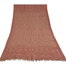 Sanskriti Vintage Red Pure Woolen Shawl Woven Long Stole Soft Warm Scarf Floral