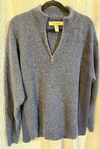 Y2K Tommy Bahama 1/4 Zip Langarm Wollmischung Pullover Sweater Herren L Ellenbogen - Bild 6 von 24