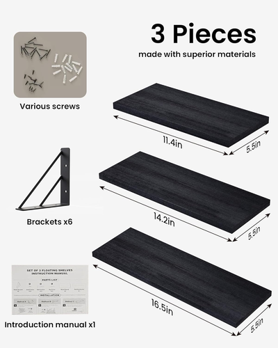 Estantes de pared flotantes de madera rústica BAYKA 4 piezas - Decoración y almacenamiento para cualquier habitación - Imagen 7 de 12