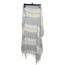 prAna Fringe Cotton Blend Striped Winter Fall Preppy Classic Scarf Shawl