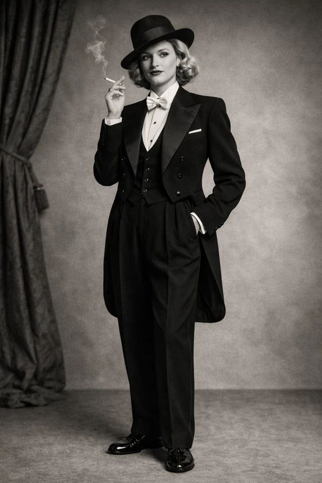Original 1920s Tailcoat Tuxedo Suit Unisex Size S Vintage Smoking Frack Anzug - Bild 3 von 4