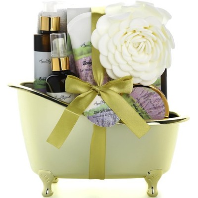 Spa Gift Basket - 9 Piece Luxury Bath Set with Lavender & Tea Tree Oil - Gift