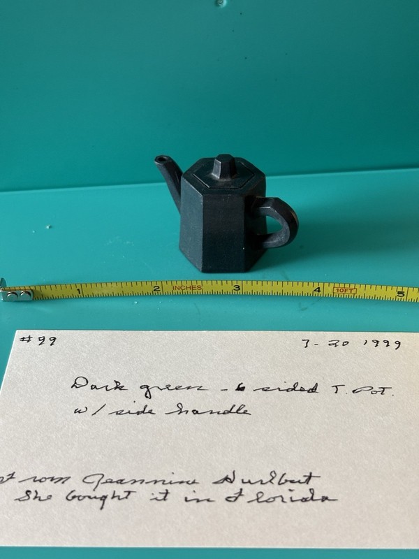 Vintage Miniature Teapot Hexagon Blue Green Estate Collection #99